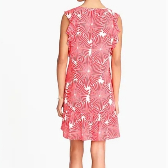 J CREW flutter sleeve summer dress white red starburst pattern size small - Picture 2 of 6